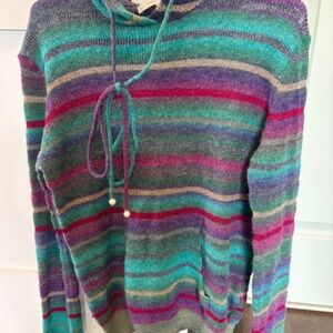DAZZLE hoodie sweater sz S/M (XS) wool blend with lurex multicolour